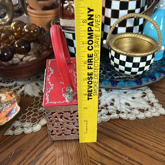 Vintage Silver Metal & Red Lucite Box Bag - Picture 10 of 10